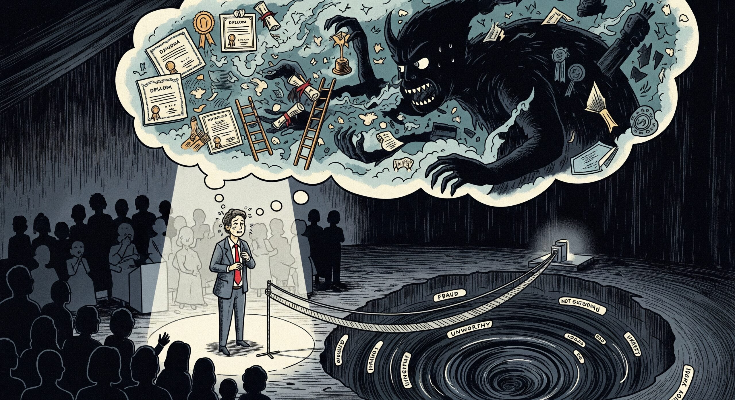 Mengatasi Imposter Syndrome: Panduan Praktis untuk Merasa Cukup Baik 10 ilustrasi gambar imposter syndrome